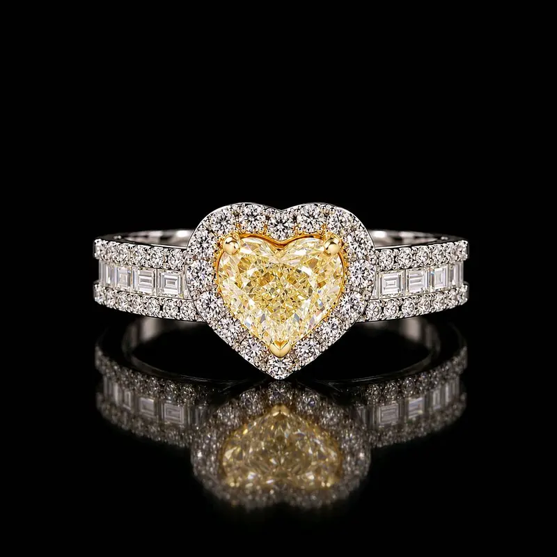 Nhẫn HoneyHeart kim cương tự nhiên Heart cut ~6.18li