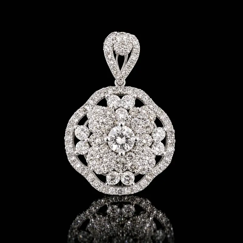 Mặt dây chuyền Blossom đính kim cương tự nhiên 5.2li