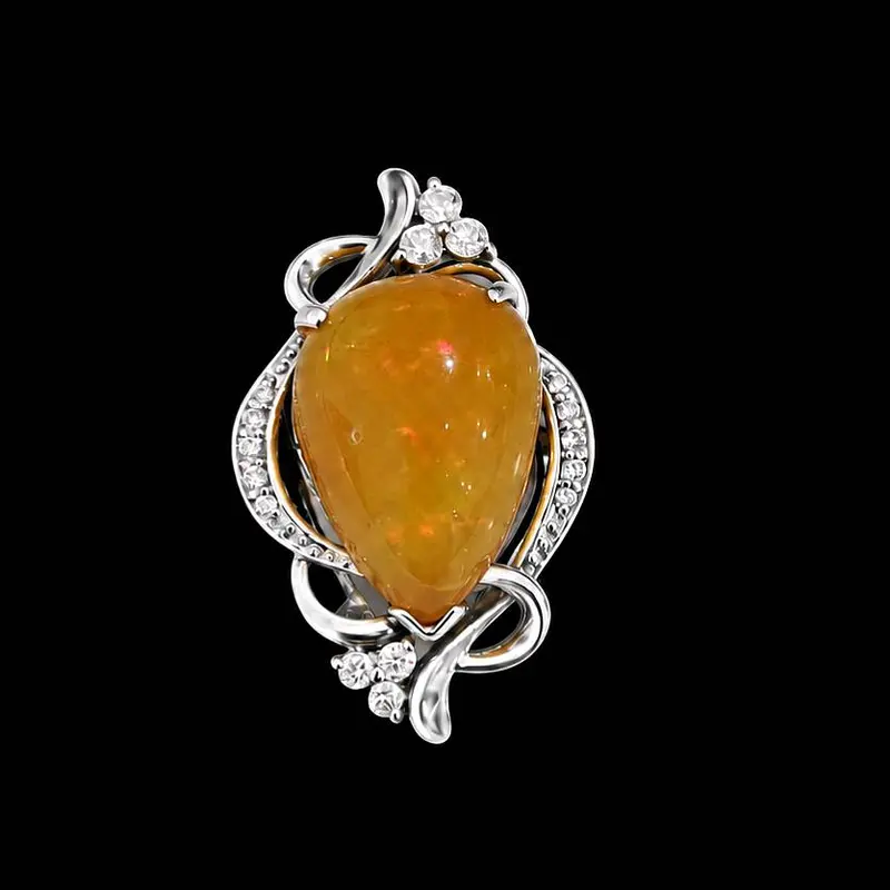 Mặt dây Opal đính kim cương tự nhiên