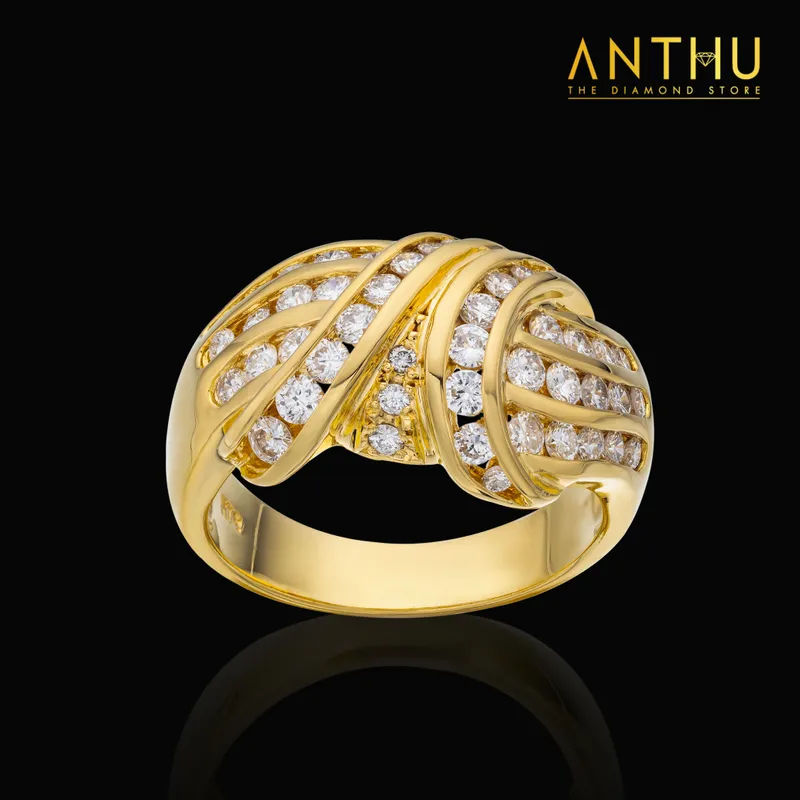 DV - Nhẫn uốn lượn đính kim cương tự nhiên ~1.0-2.0li