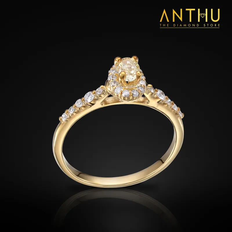 Nhẫn đính kim cương tự nhiên Oval cut 4.2x3.2li