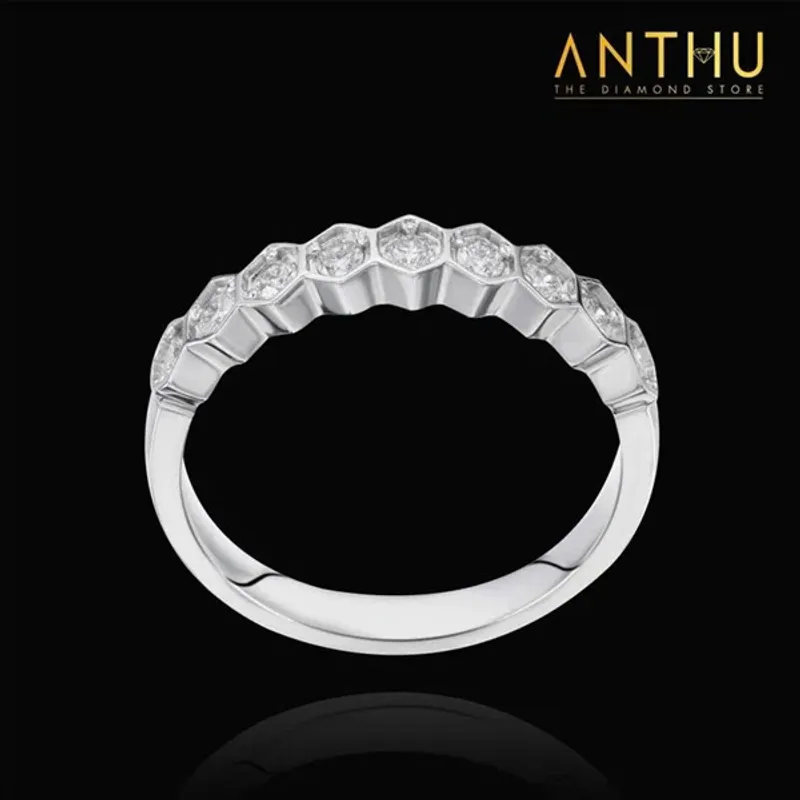 Nhẫn Band Bee đính kim cương tự nhiên ~1.9li