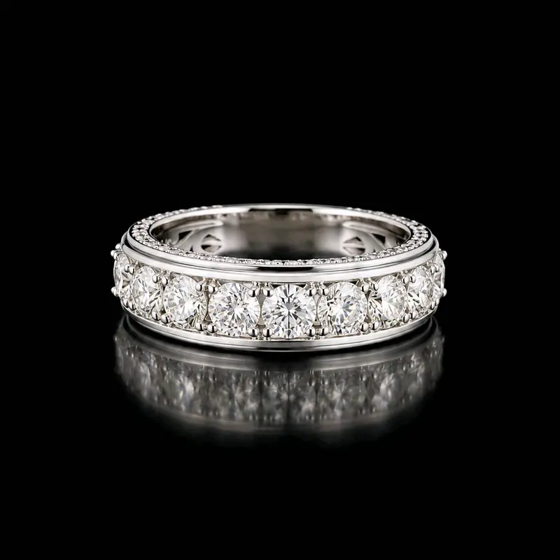 Nhẫn Band đính kim cương tự nhiên ~3.1-3.6li