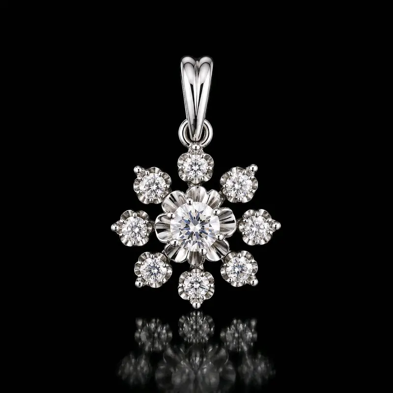Mặt dây Snowflake kim cương tự nhiên 4.0li