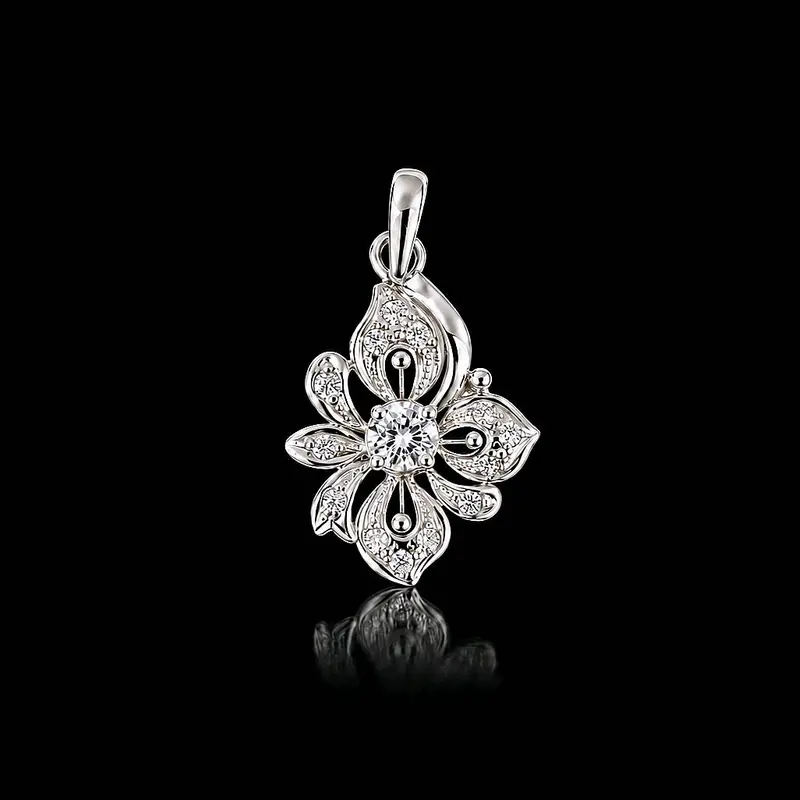 Mặt dây Orchid đính kim cương tự nhiên 3.4li